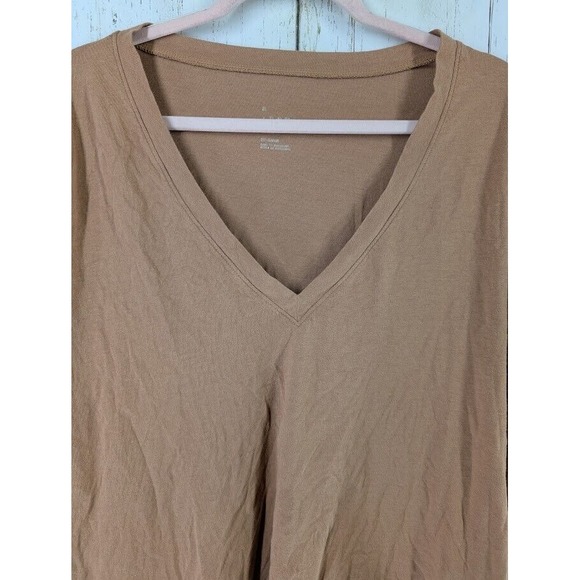 A New Day Size XXL‎ Brown Cotton V Neck Short Sleeve Womens Top - Picture 3 of 8